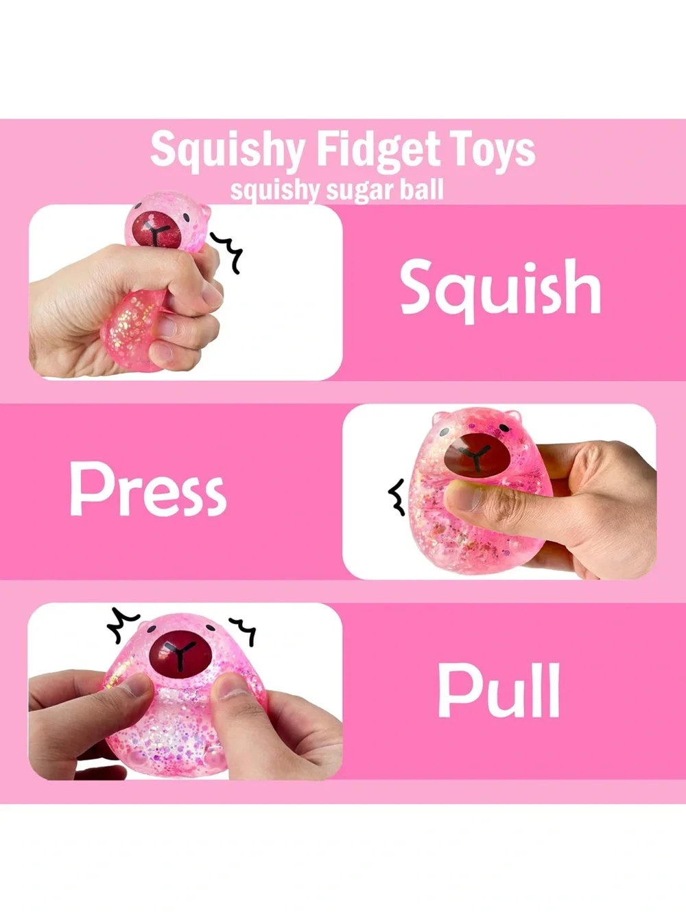 New GlitterSquishy Capybara- Pink & Blue(Pick One)